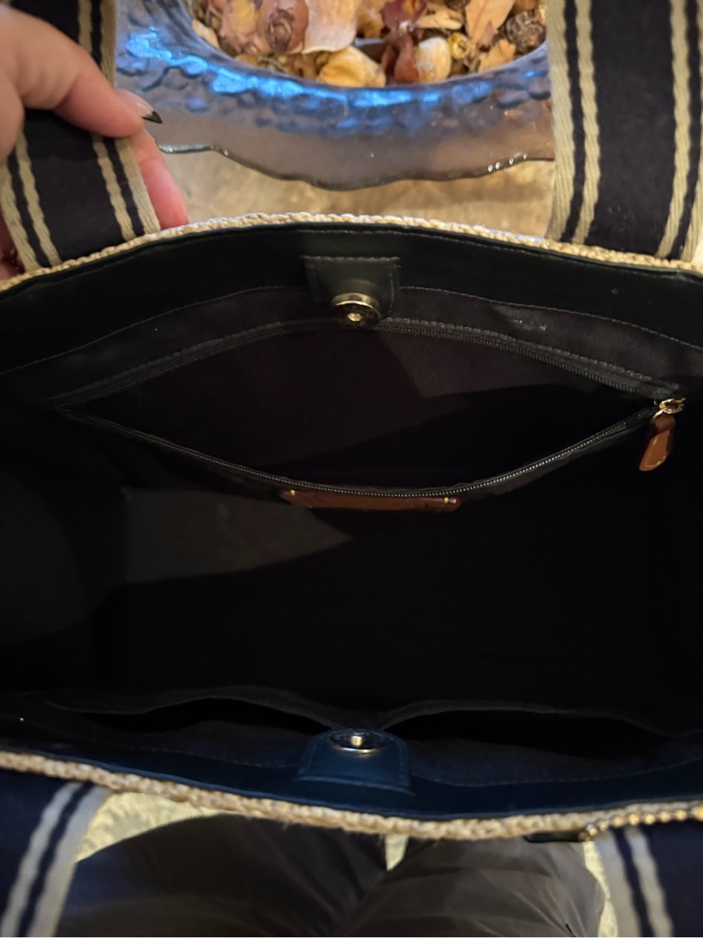 COACH Smith Tote Bag CAL88 Toast Black 2way Crossbody Straw Pebble Leather - Picture 9 of 11